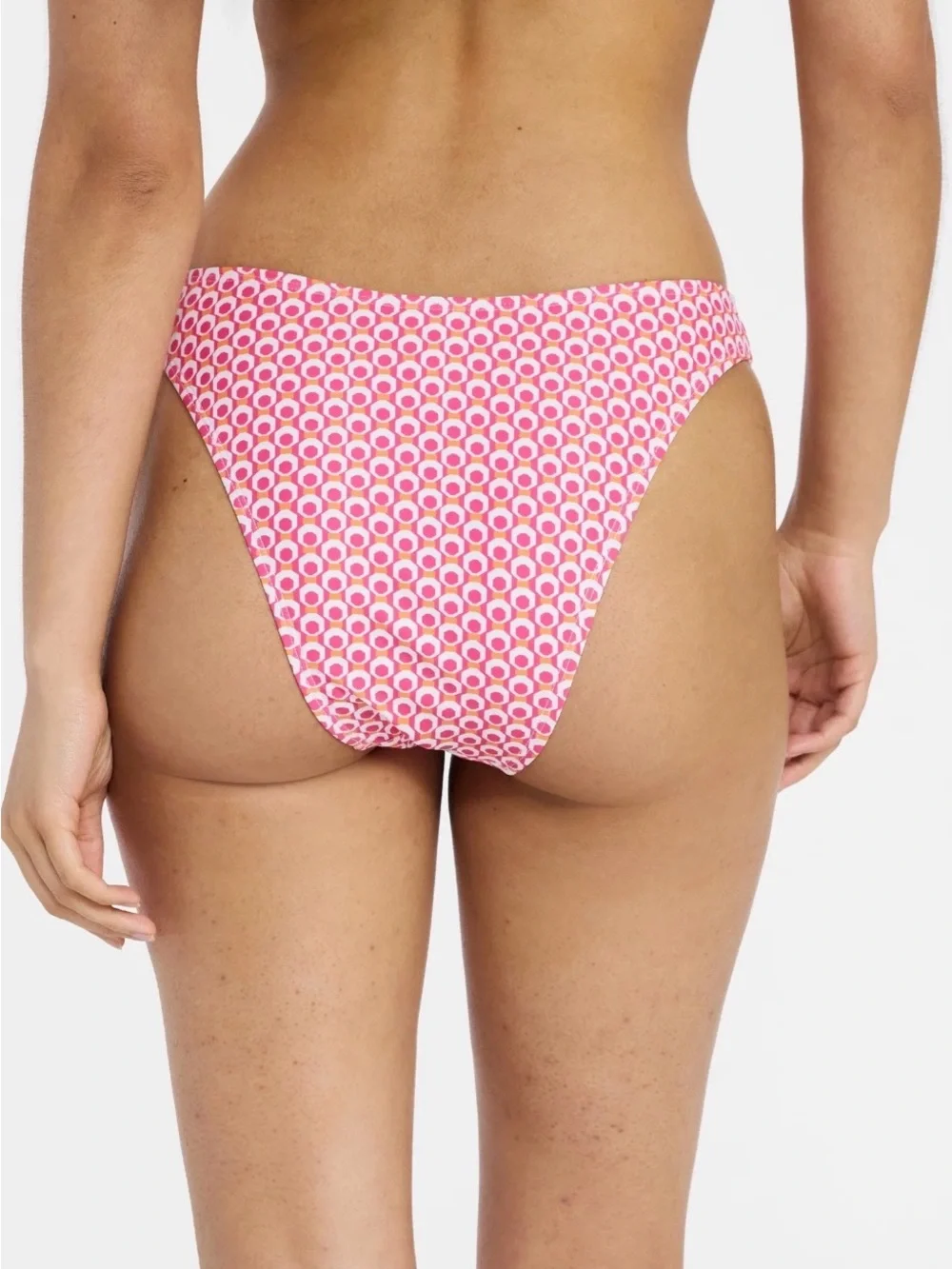 No Boundaries Pink‎ and White Geometric Bikini Bottom